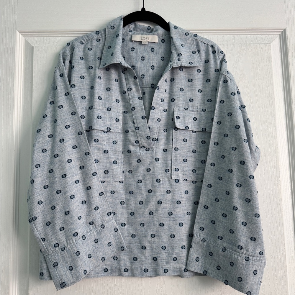 LOFT Women’s Blue Popover Blouse